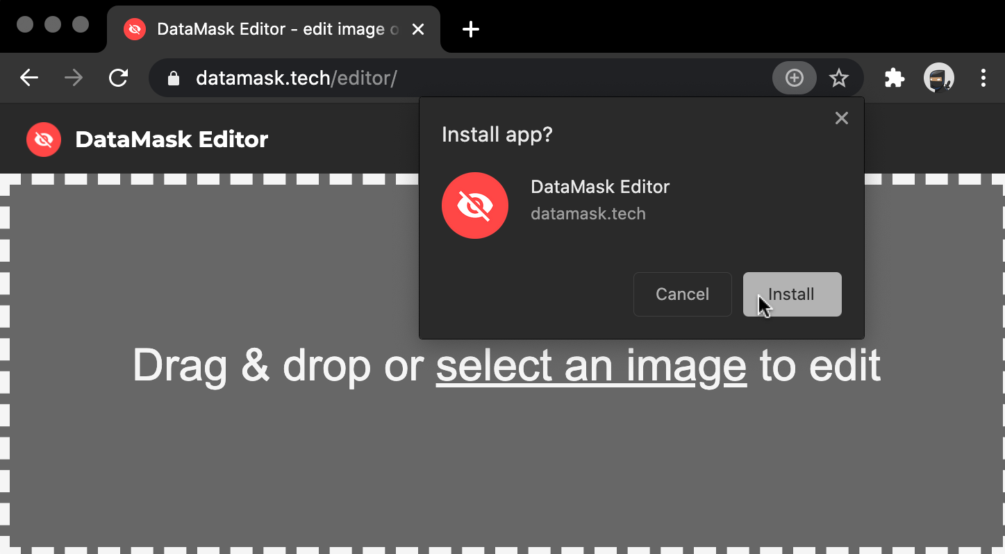 Install DataMask Editor PWA