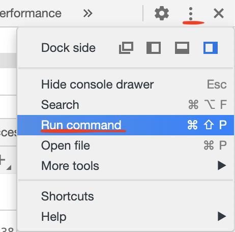Run Dev Tools command